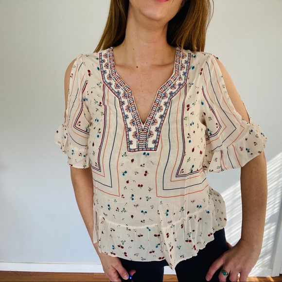 Wit & Wisdom BOHO Bell Sleeves Floral Top Small - Picture 14 of 14